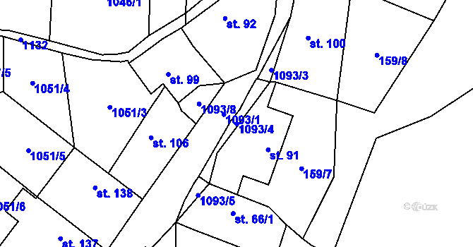 Parcela st. 1093/4 v KÚ Vinaře, Katastrální mapa