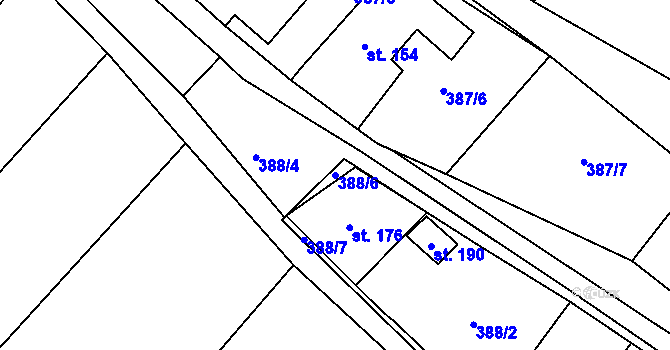 Parcela st. 388/6 v KÚ Vinaře, Katastrální mapa