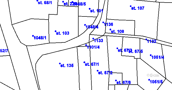 Parcela st. 1101/4 v KÚ Vinaře, Katastrální mapa