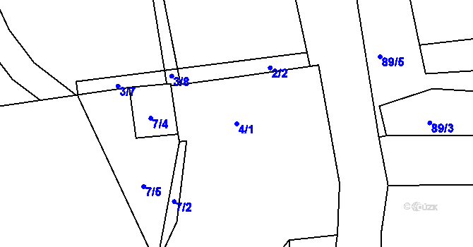 Parcela st. 4/1 v KÚ Vinaře u Kadaně, Katastrální mapa