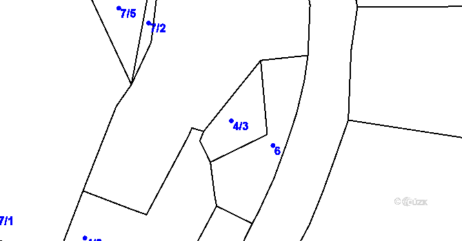 Parcela st. 4/3 v KÚ Vinaře u Kadaně, Katastrální mapa