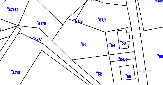 Parcela st. 55 v KÚ Vinaře u Kadaně, Katastrální mapa