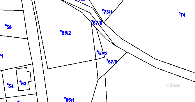 Parcela st. 67/2 v KÚ Vinaře u Kadaně, Katastrální mapa