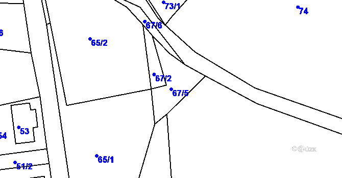 Parcela st. 67/5 v KÚ Vinaře u Kadaně, Katastrální mapa