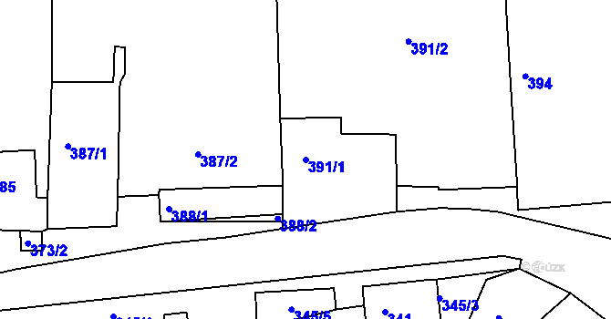 Parcela st. 391/1 v KÚ Vinaře u Kadaně, Katastrální mapa