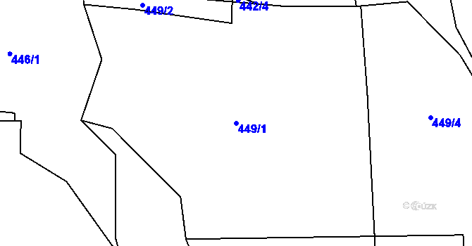 Parcela st. 449/1 v KÚ Vinaře u Kadaně, Katastrální mapa