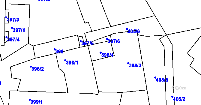 Parcela st. 398/4 v KÚ Vinaře u Kadaně, Katastrální mapa