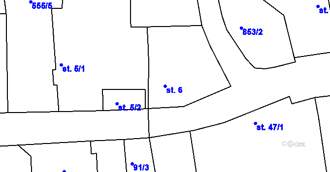 Parcela st. 6 v KÚ Vinařice u Suchomast, Katastrální mapa