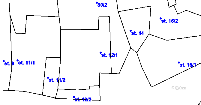 Parcela st. 12/1 v KÚ Vinařice u Suchomast, Katastrální mapa