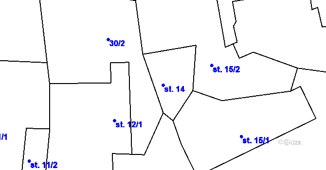 Parcela st. 14 v KÚ Vinařice u Suchomast, Katastrální mapa