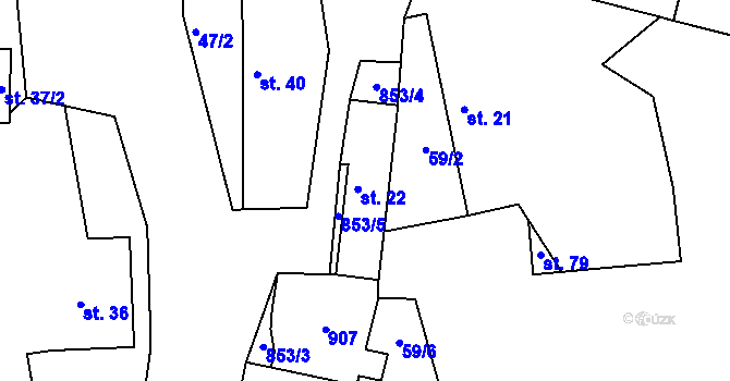 Parcela st. 22 v KÚ Vinařice u Suchomast, Katastrální mapa