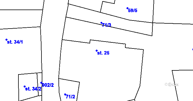 Parcela st. 25 v KÚ Vinařice u Suchomast, Katastrální mapa