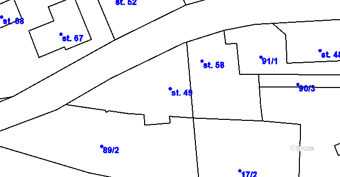 Parcela st. 49 v KÚ Vinařice u Suchomast, Katastrální mapa