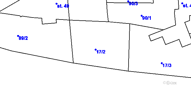 Parcela st. 17/2 v KÚ Vinařice u Suchomast, Katastrální mapa