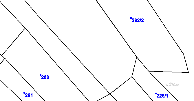 Parcela st. 265/2 v KÚ Vinařice u Suchomast, Katastrální mapa