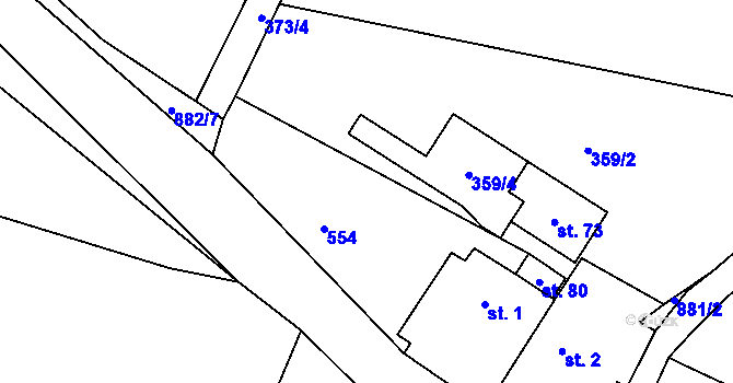 Parcela st. 359/3 v KÚ Vinařice u Suchomast, Katastrální mapa