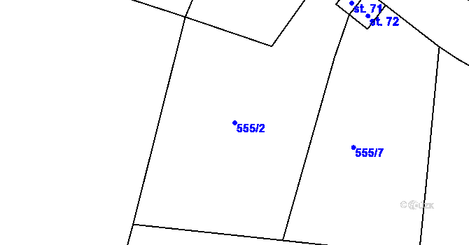 Parcela st. 555/2 v KÚ Vinařice u Suchomast, Katastrální mapa