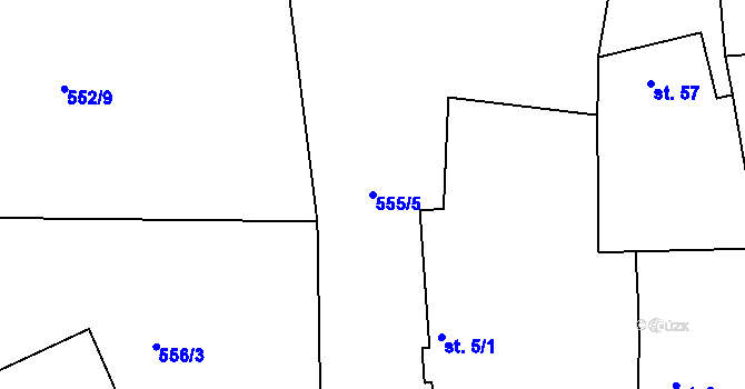 Parcela st. 555/5 v KÚ Vinařice u Suchomast, Katastrální mapa