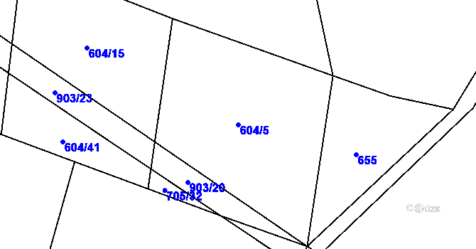 Parcela st. 604/5 v KÚ Vinařice u Suchomast, Katastrální mapa
