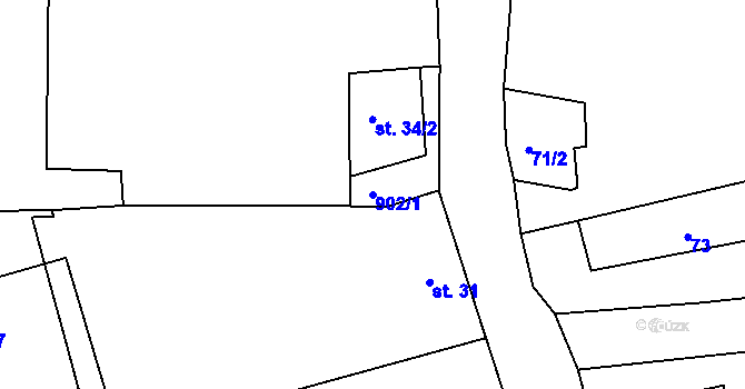 Parcela st. 902/1 v KÚ Vinařice u Suchomast, Katastrální mapa