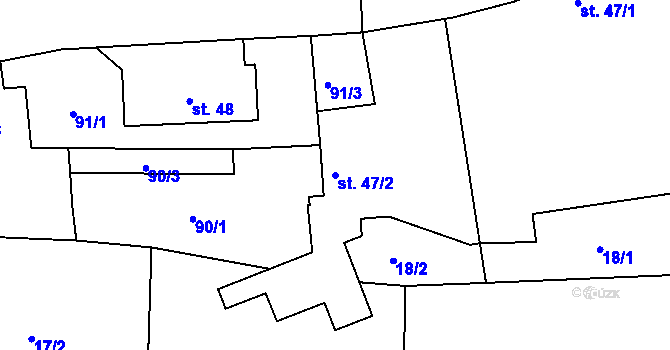 Parcela st. 47/2 v KÚ Vinařice u Suchomast, Katastrální mapa