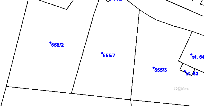 Parcela st. 555/7 v KÚ Vinařice u Suchomast, Katastrální mapa