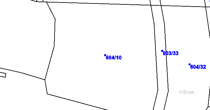 Parcela st. 604/10 v KÚ Vinařice u Suchomast, Katastrální mapa