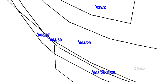 Parcela st. 604/29 v KÚ Vinařice u Suchomast, Katastrální mapa