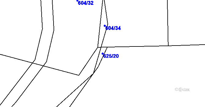 Parcela st. 625/20 v KÚ Vinařice u Suchomast, Katastrální mapa