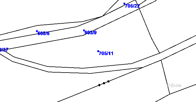 Parcela st. 705/11 v KÚ Vinařice u Suchomast, Katastrální mapa