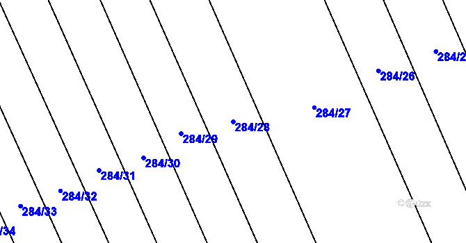 Parcela st. 284/28 v KÚ Vinařice u Suchomast, Katastrální mapa
