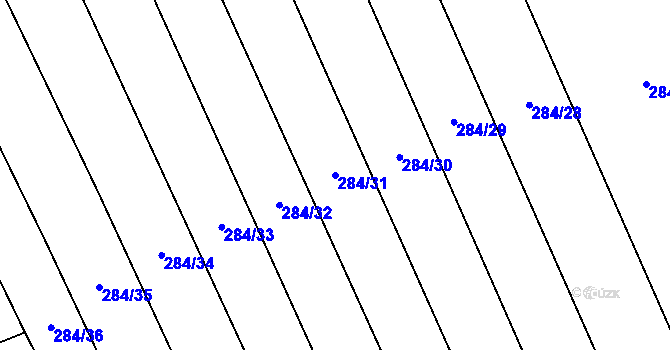 Parcela st. 284/31 v KÚ Vinařice u Suchomast, Katastrální mapa