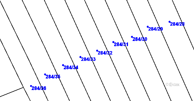 Parcela st. 284/32 v KÚ Vinařice u Suchomast, Katastrální mapa