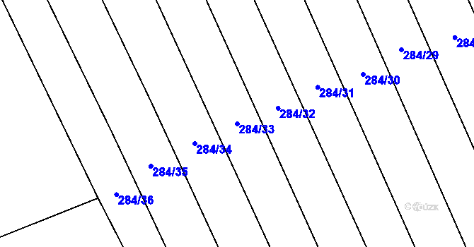 Parcela st. 284/33 v KÚ Vinařice u Suchomast, Katastrální mapa