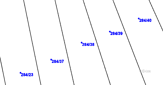 Parcela st. 284/38 v KÚ Vinařice u Suchomast, Katastrální mapa