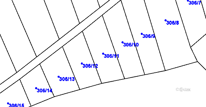 Parcela st. 306/11 v KÚ Vinařice u Suchomast, Katastrální mapa