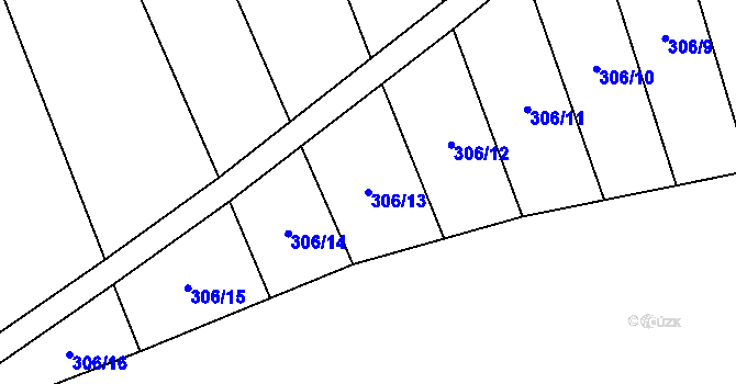 Parcela st. 306/13 v KÚ Vinařice u Suchomast, Katastrální mapa