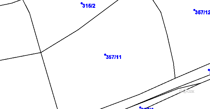 Parcela st. 357/11 v KÚ Vinařice u Suchomast, Katastrální mapa