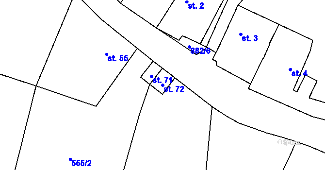 Parcela st. 72 v KÚ Vinařice u Suchomast, Katastrální mapa