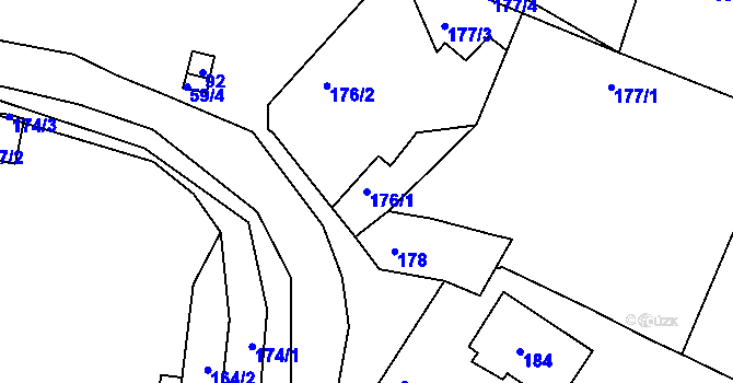 Parcela st. 176/1 v KÚ Vinařice u Kladna, Katastrální mapa