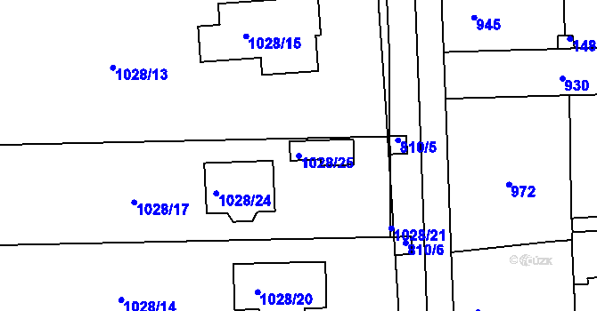 Parcela st. 1028/25 v KÚ Vinařice u Kladna, Katastrální mapa