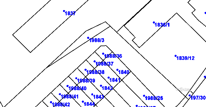 Parcela st. 1988/36 v KÚ Vinařice u Kladna, Katastrální mapa