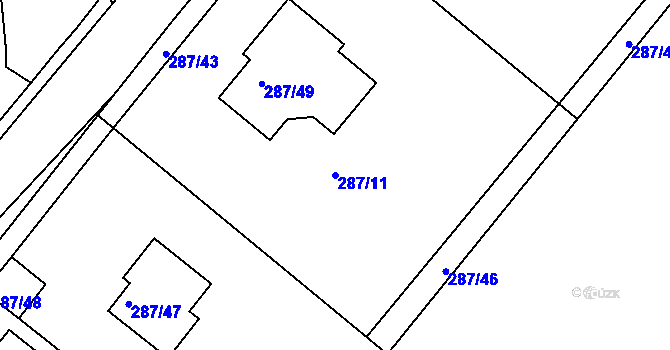 Parcela st. 287/11 v KÚ Vinařice u Kladna, Katastrální mapa