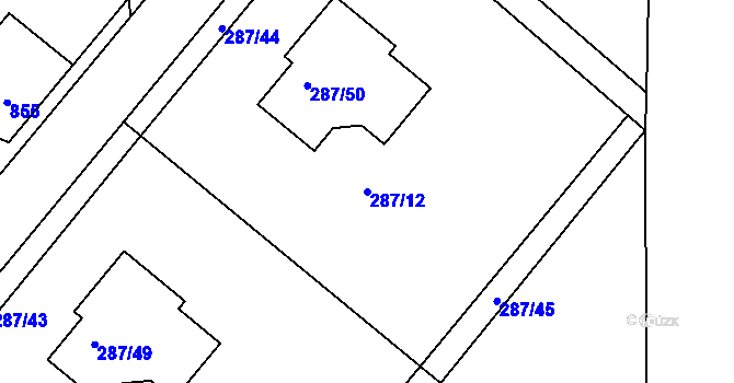 Parcela st. 287/12 v KÚ Vinařice u Kladna, Katastrální mapa