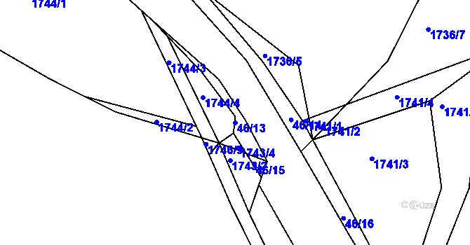 Parcela st. 46/13 v KÚ Vinařice u Kladna, Katastrální mapa