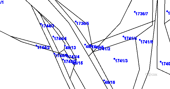 Parcela st. 46/14 v KÚ Vinařice u Kladna, Katastrální mapa