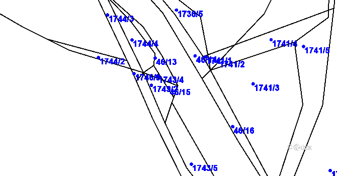 Parcela st. 46/15 v KÚ Vinařice u Kladna, Katastrální mapa