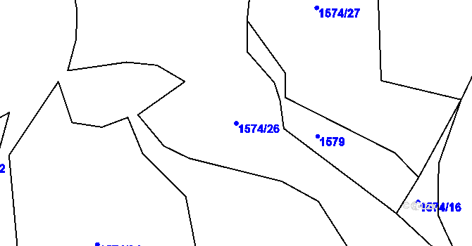 Parcela st. 1574/26 v KÚ Vinařice u Kladna, Katastrální mapa