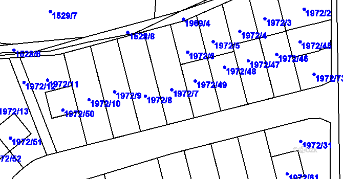 Parcela st. 1972/7 v KÚ Vinařice u Kladna, Katastrální mapa