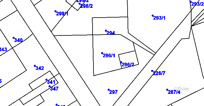 Parcela st. 296/1 v KÚ Vinařice u Kladna, Katastrální mapa